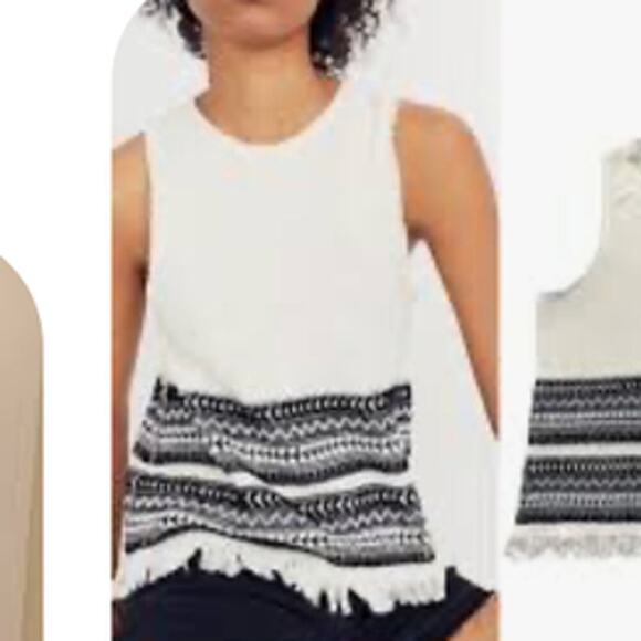 Madewell Villagrove Sweater Fringed Tank in Bright Ivory  - Size XS - Picture 5 of 16